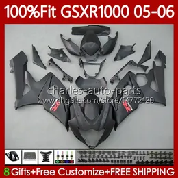 OEM Bodys Kit för SUZUKI GSX-R1000 GSXR 1000 CC K5 05-06 Bodywork 122No.21 1000cc GSXR-1000 GSXR1000 05 06 GSX R1000 2005 2006 Injektionsform Moto Fairing Matte Black Blk