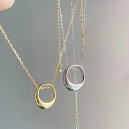 Подвесные ожерелья стерлинги круглое золотое серебряное ожерелье Полово круг воды капля простые геометрические ювелирные ювелирные украшения