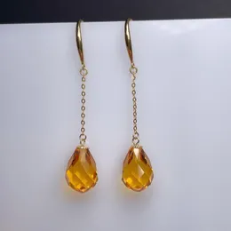 Dangle & Chandelier Shilovem 18k Rose Gold Citrine Drop Earrings Fine Jewelry Women Party Classic Plant Christmas Gift 8 11mm Myme0811655jDa