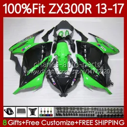 OEM-kropp för Kawasaki Ninja EX ZX 3R 300R ZX-3R ZX-300R 13-17 125NO.9 EX300R ZX300R ZX300 ZX3R 13 14 15 16 17 EX-300 2013 2014 2015 2016 2017 Injektionsfajning Grön Svart lager