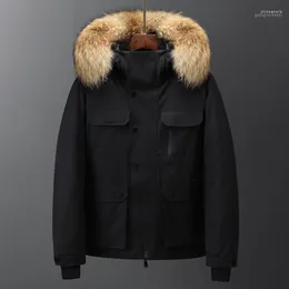 Piumino da uomo Parka da uomo Casual Giacca invernale con cappuccio Maschile Cappotto spesso caldo Collo di pelliccia grande Capispalla termico antivento Marchio di abbigliamento Phin22