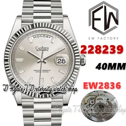 EWF V3 EW228239 ETA2836 EW2836 Автоматические мужские часы 40 -миллиметровые серебряные дифта
