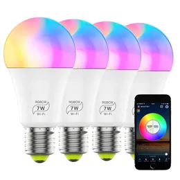 Lampadina LED RGB 7W B22 E26 E27 Opzione milioni di colori fai-da-te Controllo remoto del gruppo vocale
