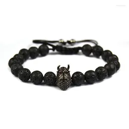 Perlenstränge Geflochtenes Makramee-Armband Männer Lavastein Pulseira Masculina Schmuck Buddha-Armbänder Zirkonia Pulsera Trum22