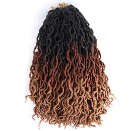 Gypsy Locs Cabelo de crochê 18 polegadas ombre deusa Locs Crotchet Hair Wavy Gypsy Faux Locs Braiding Hair