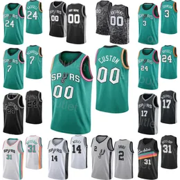 Baskı Edition Basketball City Kazandı Joshua Primo Jersey 11 Devin Vassell 24 Zach Collins 23 Tre Jones 33 Keldon Johnson 3 Jakob Poeltl 25 Siyah Gri Klasik Erkek Kadın