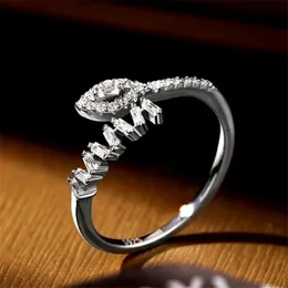 Luxury Designer Diamond Ring Evil Eye Ring för kvinna Real 925 Sterling Silveröppningar Justerbar 5A Kubik Zirconia Ringar Smycken Vän Valentinsdag Present med låda