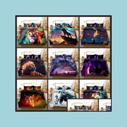 Lew Fish Cat Pościel Zestaw Zwierzęta Wzór Luksusowy 3D Print Bed Linen Sztuka Nowoczesna Mikrofibra Duvet ER SETS 2/3 sztuka pojedynczy podwójny rozmiar ERS