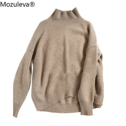 Mozuleva Autumn zima kaszmirowy sweter kobiety pullover luźna kawa kawa niska talii Swaterry i pullover 201203