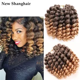 Ombre warkocz włosy Jumpy Curl Crochet Braids Jamamican Bounce 8 -calowe syntetyczne przedłużenia włosów dla kobiet Brown Burgundy BS08