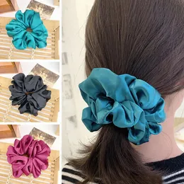 Oversized Stain Hair Scrunchies Women Silk Scrunchie Elastic Hair Bands Girls Satin Headwear Donut Grip Loop Ponytail Holder 6pcs