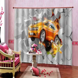 Fashion Curtain car 3D Window Curtains For Living Room Bedroom blackout curtains decoration cortinas para salon 2 piezas