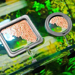 rium Feeding Ring Fish Tank Station Floating Food Tray Feeder Square Circle Accessory Fish Food Feeder Suction Cup black 220713