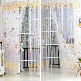 Curtain & Drapes Big Butterfly Print Sheer Panel Window Balcony Tulle Room Divider Home Decor 100cm 200cmCurtain