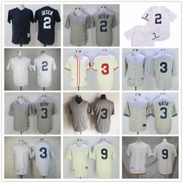 Movie Vintage Baseball Jerseys Wears Stitched 2 DerekJeter 3 BabeRuth 9 RogerMaris All Stitched Name Number Away Breathable Sport Sale High Quality Jersey
