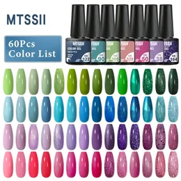 Mtssii 2560PCS Color Nail Polish Set Glitter Sequins Soak Off UV Semi Permanent Uv Gel Kit With Base Matte Top Coat 220606
