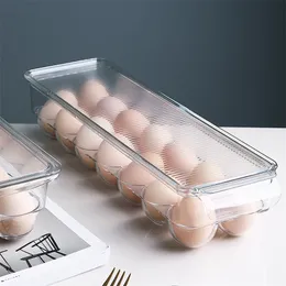 21グリッドキッチン冷蔵庫鮮明な卵鮮明な収納ボックス長方形の透明な収納ボックスコンパートメントカバーエッグボックス201016