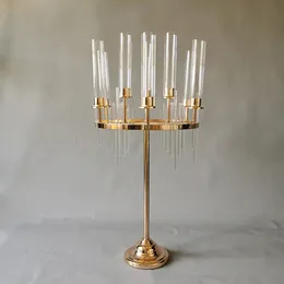 dekoracja 9 broni kandelabra domowe domowe dekoracyjne elementy złote kryształowe świecy na kolację impreza ślubna Imake153