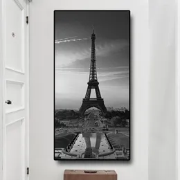 Bianco e nero Parigi Torre Eiffel Paesaggio scandinavo Poster e stampe Paesaggio urbano Quadro su tela per soggiorno