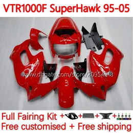 Body Kit For HONDA VTR1000F SuperHawk VTR1000 111No.5 VTR 1000 F 1000F 97 98 99 00 01 02 03 04 05 VTR-1000F 1997 1998 1999 2000 2001 2002 2003 2004 2005 Fairing factory red