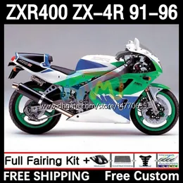 Kawasaki Ninja ZX4R ZXR 400 CC 400CCのABSボディキット1991 1993 1995 1995 1995 1995 1996 Cowling 12DH.34 ZXR-400 BODYWORK ZX 4R ZXR400 91 92 93 94 95 96 FAIRING白い青