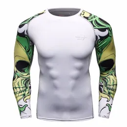 Mężczyźni MMA Koszulki kompresyjne Rashguard Fitness długie rękawy Warstwa podstawy Skóra Skóra Waszyka Podnoszenie mężczyzn T koszule 22 201116