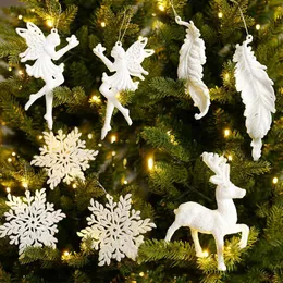 Juldekorationer Xmas Tree Pendants Snowflake Angel Deer Hanging Ornaments for Home Kids Toy 2022 Navidad Year PartyChristmas