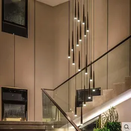 Pendellampor nordiska kreativa trapphus roterande duplexbyggnad stor ljuskrona modern minimalistisk personlighetsrestaurang