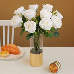 Flores decorativas grinaldas de 10pcs/lote de látex artificial rosa ramil ramo de casamento caseiro home later sala de café mesa de café pareça hidratante f