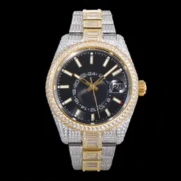 Orologio da uomo con diamanti da 42 mm, orologio meccanico automatico con zaffiro, cinturino in acciaio inossidabile, orologio da polso di design impermeabile Montre De Luxe