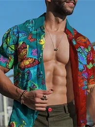 Camisetas masculinas masculinas casuais imprimem camisas de praia soltas de moda de gola abotoada do cardigã abotoado para homens 2022 camisa de verão stroetwearmen '