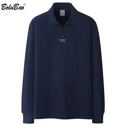 Bolubao höst män långärmad polo skjortor mode märke män bomull avslappnad polo skjorta high street trendy polo shirt toppar man 220408