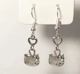 Gotisk stil korea kawaii hjärtkatt hänge charms dropp örhängen estetisk tjej grunge fairy core accessoarer konst smycken