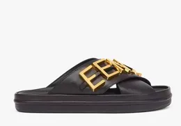 2022 nyhet Mode Kvinnor Män Sandal Lyx Designer Dam Gentlemen Färgglada Canvas Letter Anatomic Läder rutschbana 6 stil Modell 35-42