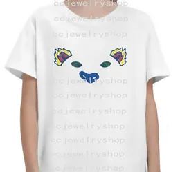 5A T-shirt de bordado infantil de alta qualidade 2022 Moda bordada camiseta infantil tigre cabeças de animais de cabeça manga curta para menino e menina