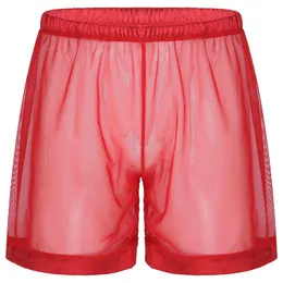 언더 팬츠 남성 See-shrough mesh 느슨한 라운지 복서 반바지 투명한 브리핑 속옷 나이트웨어 란제리 수영 트렁크 파티 클럽웨어