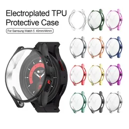 360 Full Protection Soft TPU Cases Front Screen Protector Electroplated Plating Protective Cover For Samsung Galaxy Watch 5 Watch5 40mm 44mm
