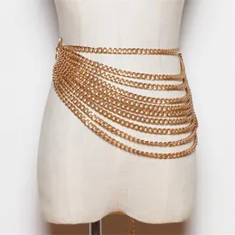 Belts Metal Chain Split Joint Lrregular Long Belt Fashion Women Luxury Designer Waist For Dresses Decorative BeltsBelts