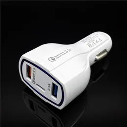 35 ワット 7A 3 ポート車の充電器タイプ C と USB アダプタ QC 3.0 クアルコム急速充電 3.0 技術携帯電話 GPS 電源銀行タブレット