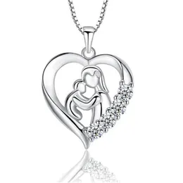 12Pcs Love Mother And Child Concentric Pendants Necklace Micro-inlaid Zircon Hug Clavicle Chain For Fashion Mother's Day Gift