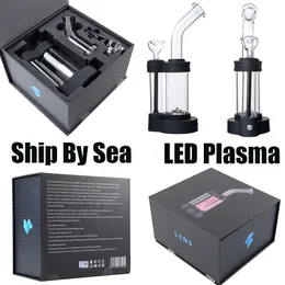 바다로 우주선 14mm 여성 LED 플라즈마 물 담뱃대 PERC PECOLATOR GLASS BONG GLOW 어두운 DAB 조작 선물 상자 스타터 키트 WP2234