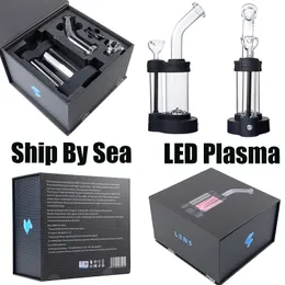 Ship By Sea 14 mm weibliche LED-Plasma-Wasserpfeifen Perc Pecolator Glasbong Glow In The Dark Dab Rigs Geschenkbox Starter-Kits WP2234