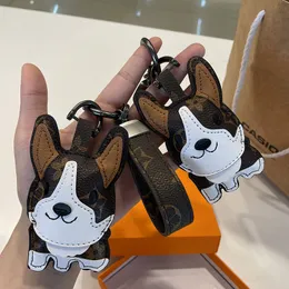 Portachiavi cane fiore marrone Accessori Corgi Bulldog francese Cuore Stella Pecora Portachiavi auto in pelle PU Anelli Fibbia Borsa gioielli Charms