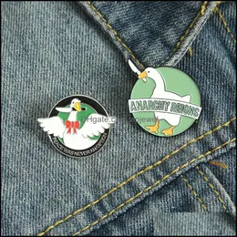 Pinos broches jóias desenho animado unissex Big White Goose Shape Alloy Alloy esmalte redonda letra de lapela Pins Series Animal Série Cowboy Knapsack Doble