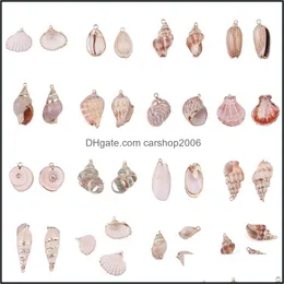 チャームジュエリー調査結果コンポーネント15スタイル天然シェルTiny Conch Cowrie Sea Shellsペンダントネックレスブレスレット1957 Q2 D