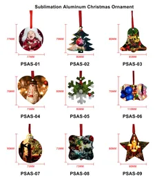 Sublimation Blank Christmas Ornament Double-Sided Xmas Tree Pendant Multi Shape Aluminum Plate Metal Hang Tag Holidays Decoration Craft