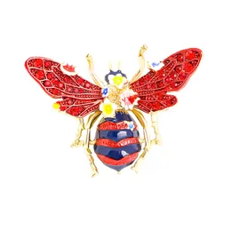 Vintage Enamel Diamond Honey Bee Brooches Pins For Men Women Elegant Rhinestone Flowers Brooch Mental Clothing Coat Jewelry Accessories