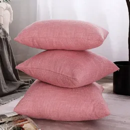 Poduszka/poduszka dekoracyjna Inyahome Square rzut Poduszki Okładki Faux Linen Soft Sofa Różowa poduszka z zamkiem do wystroju na zewnątrz domu