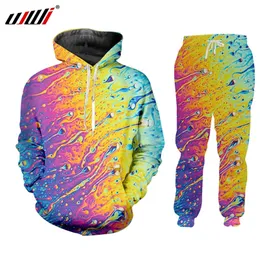 UJWI Tracksuit Winter Male 2-piece Creative Colorful Water Drops Sportswear Suit 3D Digital Printing Hoodies Men Custom 220615