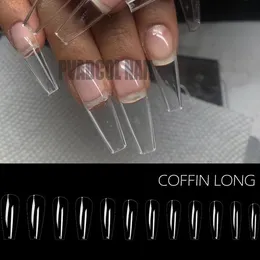 240pcs Bag Gel x System Extension System Full Cover Sculpted Clear Stiletto Coffin False Tips украсить 220716